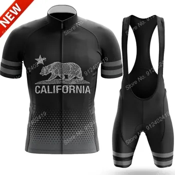 2023 Черный Калифорнийский Медведь Велоспорт Джерси Комплект Летняя Велосипедная Одежда Рубашки Для Шоссейных Велосипедов Костюм Велосипедный Нагрудник Шорты MTB Ropa Maillot