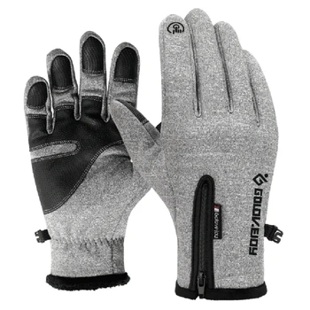 1 Пара наружных теплых перчаток для езды на велосипедеЛыжах Рыбалки Ветрозащитных перчаток на молнии с сенсорным экраном