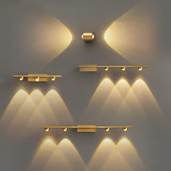 Светодиодные настенные светильники из меди Дизайн украшения дома Фоновое освещение для гостиной Современные простые настенные светильники для коридора и веранды