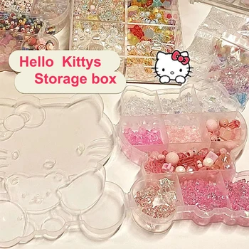 Kawaii Hello Kittys Y2K Коробка Для Хранения Аниме Sanrio Милое Настольное Ожерелье Кольцо Для Дизайна Ногтей Коробка Для Хранения Детских Игрушек Для Девочек Подарки