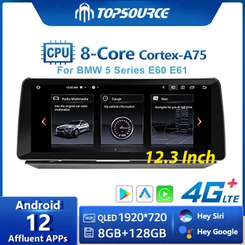 TOPSOURCE Android12 Qualcomm CarPlay Wireless Auto Для BMW 5er E60 E61 CCC CIC Автомобильный Мультимедийный Плеер GPS WiFi Netflix DSP