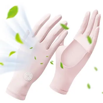 Солнцезащитные перчатки для женщин, защищающие от солнечного света на весь палец, УФ-блокирующие Женские перчатки, Нескользящие Охлаждающие перчатки с выемкой для ладони Для женщин