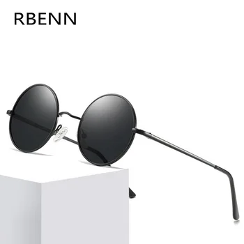 Металлические круглые поляризованные солнцезащитные очки RBENN Для мужчин и женщин, Винтажные солнцезащитные очки в стиле стимпанк, Мужские солнцезащитные очки для вождения, Зеркальный UV400