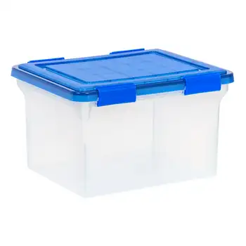 США, 32-литровая прокладка WeatherPro ™, Прозрачная пластиковая коробка для хранения юридических файлов с синей крышкой