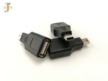 500 шт./лот Высококачественный черный USB A Женский к Mini B мужской 5Pin адаптер Конвертер Разъем для цифровой камеры