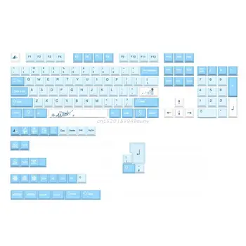 Зимний снежный колпачок для ключей Механическая клавиатура Keycaps 136ШТ Вишневый профиль с красителем-вспомогательная крышка для клавиш, совместимая с Cherry MXDZ60