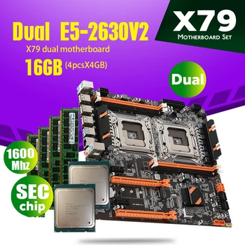 Комплект материнской платы Atermiter X79 с двумя процессорами и 2 × Xeon E5 2630 V2 E5 2630V2 4 × 4 ГБ = 16 ГБ 1600 МГц PC3 12800 DDR3 ECC REG Memory