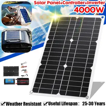 18 В 20 Вт Солнечная панель 4000 Вт инвертор Заряд батареи 12 В/24 В Комплект контроллера системы выработки электроэнергии Полная солнечная энергетическая система