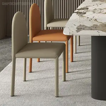 Итальянский обеденный стул для дома, маленькой квартиры, Простой, современный, легкий, роскошный, кожаный, высококачественный Дизайнерский стул со спинкой