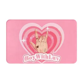 Bwl Jk Hand: $ Дверной коврик для ног, Домашний коврик для мальчика с любимыми армейскими сердечками Чонгука, графический дизайн розовой руки