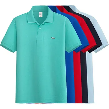 Брендовая рубашка-поло, хлопковые футболки с коротким рукавом и отворотом, весенне-летние повседневные модные мужские футболки Polo Homme Tee 1AC02