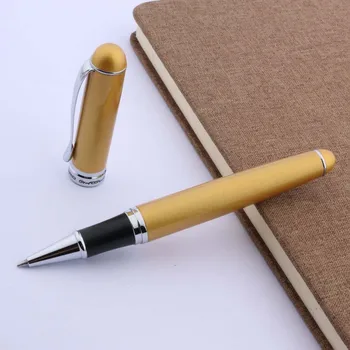 JINHAO 750 металлическая школьная офисная золотисто-желтая подарочная ручка-РОЛЛЕР с серебряной отделкой
