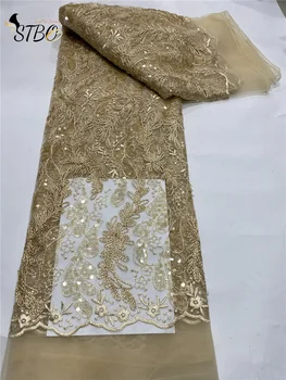 2023 Latsest Africa Высококачественная ткань Ручной работы, вышивка пайетками, Сетчатое кружево для вечеринки, Свадебное Женское платье